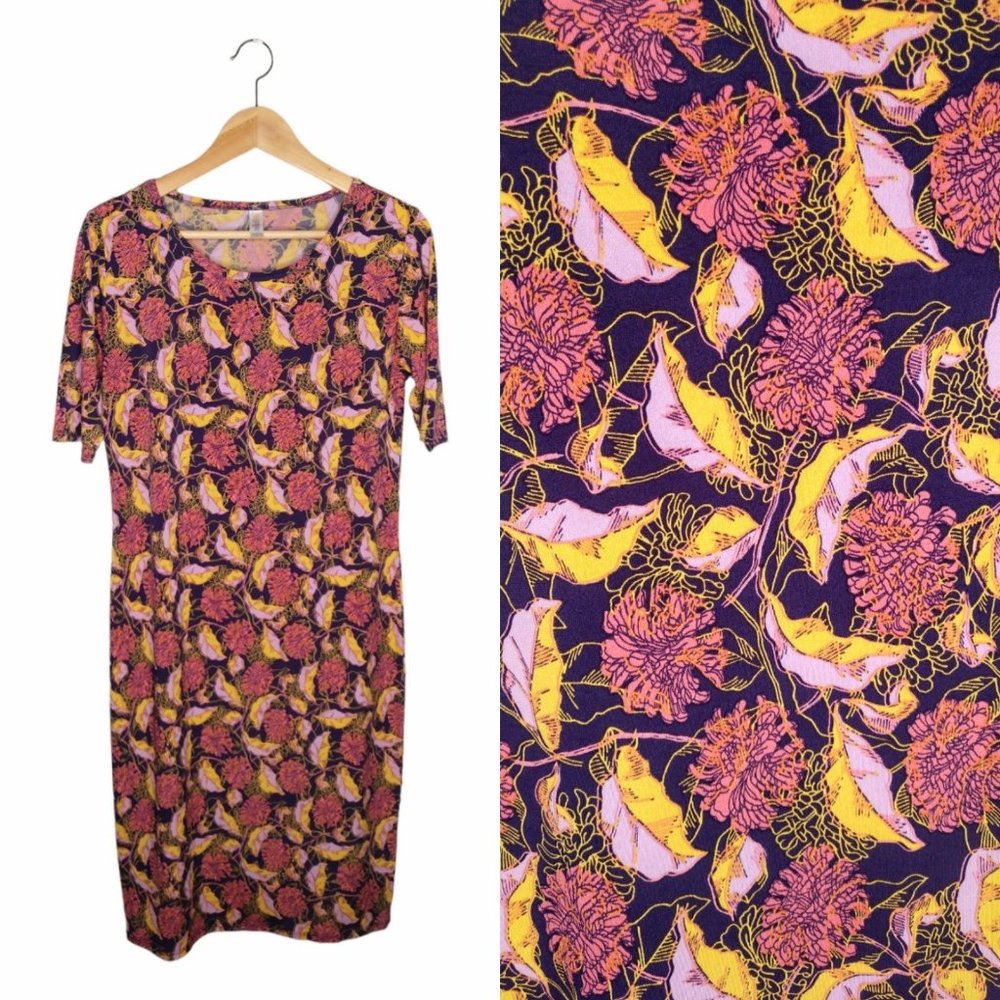 LuLaRoe Simply Comfortable Floral Print Short Sleeve Dress Size M